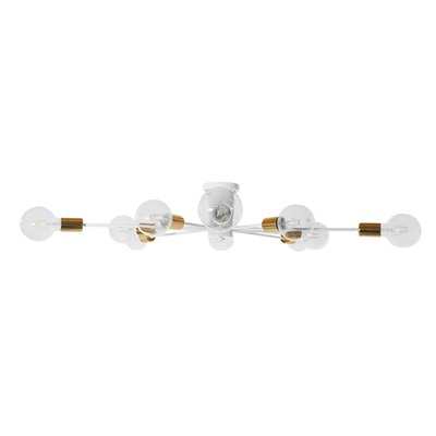 GloboStar® OLINDA 01383 Μοντέρνο Φωτιστικό Οροφής Πλέγμα Πολύφωτο 10 x E27 IP20 Λευκό & Χρυσό Μέταλλο - Μ95 x Π95 x Υ17cm
