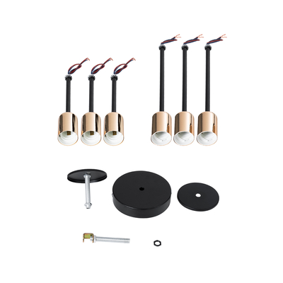 GloboStar® OLINDA 01384 Μοντέρνο Φωτιστικό Οροφής Πλέγμα Πολύφωτο 6 x E27 IP20 Μαύρο & Χάλκινο - Μέταλλο Μ60 x Π60 x Υ20cm