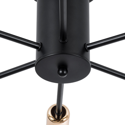 GloboStar® OLINDA 01384 Μοντέρνο Φωτιστικό Οροφής Πλέγμα Πολύφωτο 6 x E27 IP20 Μαύρο & Χάλκινο - Μέταλλο Μ60 x Π60 x Υ20cm