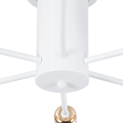 GloboStar® OLINDA 01385 Μοντέρνο Φωτιστικό Οροφής Πλέγμα Πολύφωτο 6 x E27 IP20 Λευκό & Χάλκινο - Μέταλλο Μ60 x Π60 x Υ20cm