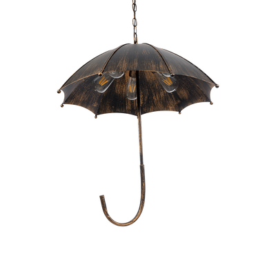 GloboStar® UMBRELLA 01406 Vintage Κρεμαστό Φωτιστικό Φιγούρα Πολύφωτο 5 x E27 IP20 Χάλκινο & Μαύρο Μέταλλο - Μ60 x Π60 x Y65cm