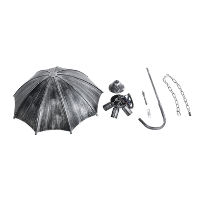 GloboStar® UMBRELLA 01407 Vintage Κρεμαστό Φωτιστικό Φιγούρα Πολύφωτο 5 x E27 IP20 Ασημί Μέταλλο - Μ60 x Π60 x Y65cm