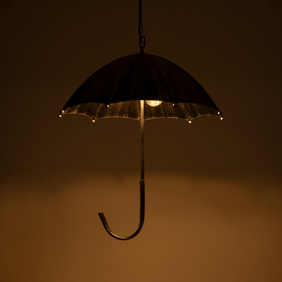 GloboStar® UMBRELLA 01407 Vintage Κρεμαστό Φωτιστικό Φιγούρα Πολύφωτο 5 x E27 IP20 Ασημί Μέταλλο - Μ60 x Π60 x Y65cm