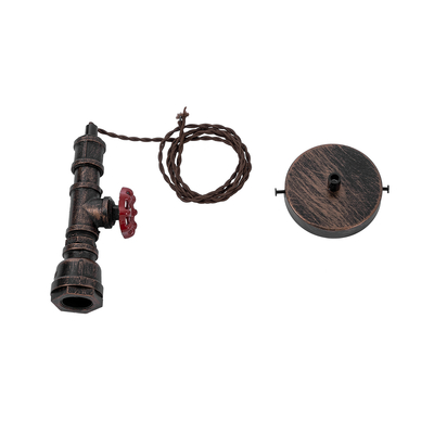 GloboStar® SPIGOT 01414 Vintage Κρεμαστό Φωτιστικό Ανάρτηση Μονόφωτο 1 x E27 IP20 Καφέ & Κόκκινο Μέταλλο - Μ5 x Π5 x Y20cm