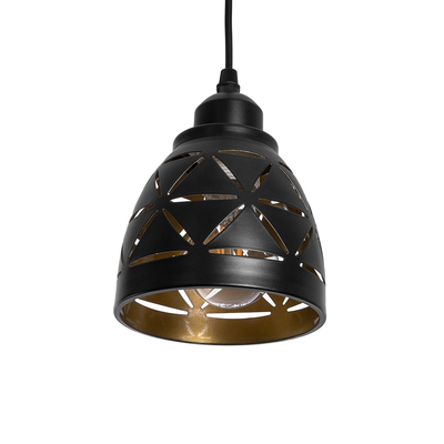 GloboStar® COOLIE 01475 Μοντέρνο Κρεμαστό Φωτιστικό Μονόφωτο Καμπάνα 1 x E27 IP20 Μαύρο & Χρυσό Μέταλλο - Μ13 x Π13 x Υ14cm