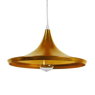 GloboStar® SHANGHAI 01545 Μοντέρνο Κρεμαστό Φωτιστικό Καμπάνα Μονόφωτο 1 x E27 IP20 Χρυσό Μέταλλο - Μ37 x Π37 x Υ20cm