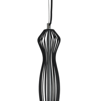 GloboStar® LILY 01560 Vintage Κρεμαστό Φωτιστικό Πλέγμα Μονόφωτο 1 x E27 IP20 Μαύρο Μέταλλο με Λευκό Ύφασμα - Μ25 x Π25 x Υ67cm