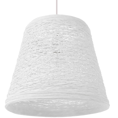 GloboStar® PLAYROOM 01562 Vintage Κρεμαστό Φωτιστικό Καπέλο Μονόφωτο 1 x E27 IP20 Λευκό Rattan - Μ32 x Π32 x Υ27cm