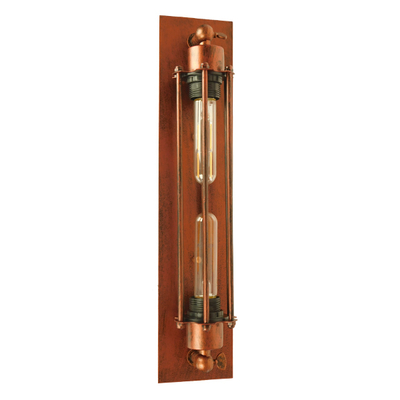 GloboStar® BESPOKE 01565 Vintage Επιτοίχιο Φωτιστικό Απλίκα Δίφωτο 2 x E27 IP20 Χάλκινο Μέταλλο - Μ9.5 x Π10 x Υ47cm