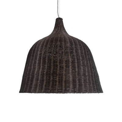 GloboStar® BAHAMAS 01569 Boho Κρεμαστό Φωτιστικό Καμπάνα Μονόφωτο 1 x E27 IP20 Καφέ Ξύλο - Μ90 x Π90 x Y90cm