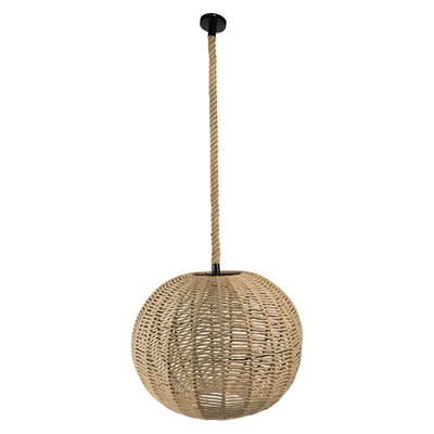 GloboStar® MANDALA 01593 Vintage Κρεμαστό Φωτιστικό Μπάλα Μονόφωτο 1 x E27 IP20 Μπεζ Σχοινί - Μ60 x Π60 x Υ45cm