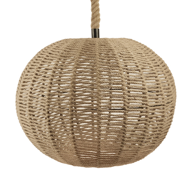 GloboStar® MANDALA 01593 Vintage Κρεμαστό Φωτιστικό Μπάλα Μονόφωτο 1 x E27 IP20 Μπεζ Σχοινί - Μ60 x Π60 x Υ45cm