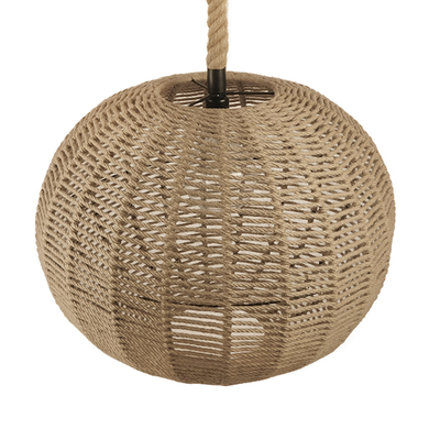 GloboStar® MANDALA 01593 Vintage Κρεμαστό Φωτιστικό Μπάλα Μονόφωτο 1 x E27 IP20 Μπεζ Σχοινί - Μ60 x Π60 x Υ45cm