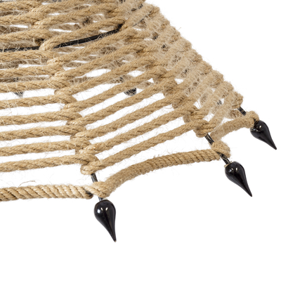 GloboStar® OZERO 01603 Boho Κρεμαστό Φωτιστικό Καμπάνα Μονόφωτο 1 x E27 IP20 Μπεζ Σχοινί - Μ41 x Π41 x Y28cm