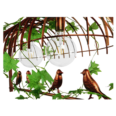 GloboStar® NEST 01645 Vintage Κρεμαστό Φωτιστικό Φιγούρα Δίφωτο 2 x E27 IP20 Χάλκινο Μέταλλο με Πράσινο Πλαστικό - Μ73.6 x Π37.5 x Y38.5cm