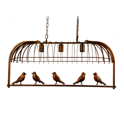 GloboStar® NEST 01648 Vintage Κρεμαστό Φωτιστικό Φιγούρα Τρίφωτο 3 x E27 IP20 Χάλκινο Μέταλλο με Πράσινο Πλαστικό - Μ85.5 x Π37.5 x Y38cm