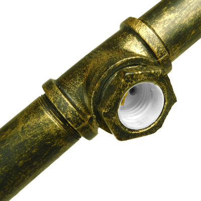 GloboStar® CANAL 01669 Vintage Κρεμαστό Φωτιστικό Ράγα Πολύφωτο 5 x E27 IP20 Μπρούτζινο Μέταλλο - Μ92 x Π5 x Y8cm