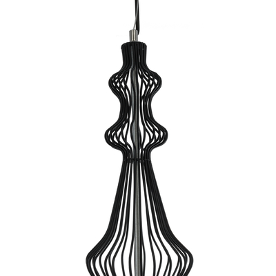 GloboStar® LILY 01561 Vintage Κρεμαστό Φωτιστικό Πλέγμα Μονόφωτο 1 x E27 IP20 Μαύρο Μέταλλο με Λευκό Ύφασμα - Μ90 x Π90 x Υ20cm