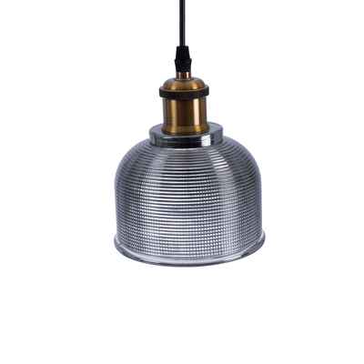 GloboStar® SEGRETO 01449 Vintage Κρεμαστό Φωτιστικό Μονόφωτο Καμπάνα 1 x E27 IP20 Μαύρο Γυαλί με Χρυσό Μέταλλο - Μ14 x Π14 x Υ18cm