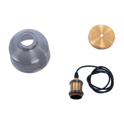 GloboStar® SEGRETO 01449 Vintage Κρεμαστό Φωτιστικό Μονόφωτο Καμπάνα 1 x E27 IP20 Μαύρο Γυαλί με Χρυσό Μέταλλο - Μ14 x Π14 x Υ18cm