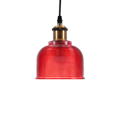 GloboStar® SEGRETO 01450 Vintage Κρεμαστό Φωτιστικό Μονόφωτο Καμπάνα 1 x E27 IP20 Κόκκινο Γυαλί με Χρυσό Μέταλλο - Μ14 x Π14 x Υ18cm