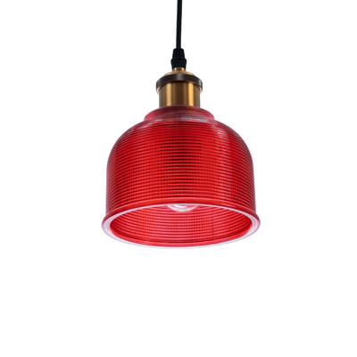 GloboStar® SEGRETO 01450 Vintage Κρεμαστό Φωτιστικό Μονόφωτο Καμπάνα 1 x E27 IP20 Κόκκινο Γυαλί με Χρυσό Μέταλλο - Μ14 x Π14 x Υ18cm