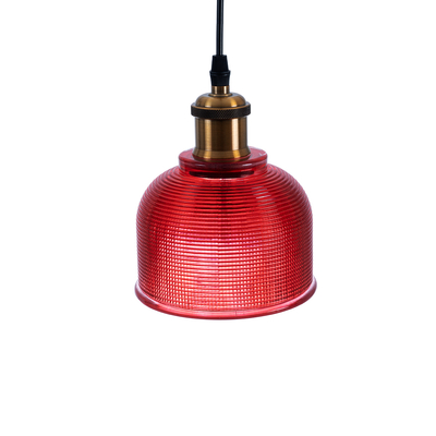 GloboStar® SEGRETO 01450 Vintage Κρεμαστό Φωτιστικό Μονόφωτο Καμπάνα 1 x E27 IP20 Κόκκινο Γυαλί με Χρυσό Μέταλλο - Μ14 x Π14 x Υ18cm