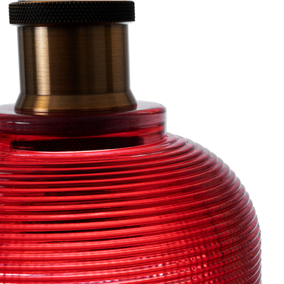 GloboStar® SEGRETO 01450 Vintage Κρεμαστό Φωτιστικό Μονόφωτο Καμπάνα 1 x E27 IP20 Κόκκινο Γυαλί με Χρυσό Μέταλλο - Μ14 x Π14 x Υ18cm