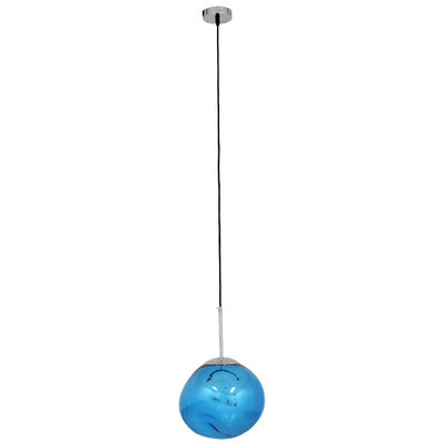 GloboStar® DIXAR 01463 Μοντέρνο Κρεμαστό Φωτιστικό Μπάλα Μονόφωτο 1 x E27 IP20 Μπλε Γυαλί - Μ28 x Π28 x Υ40cm