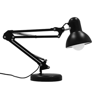 GloboStar® DESK BLACK 01538 Μοντέρνο Επιτραπέζιο Φωτιστικό Γραφείου Μονόφωτο Μεταλλικό Μαύρο Λευκό Φ12 x Υ67cm