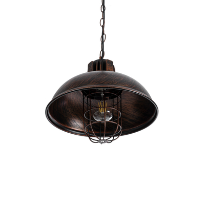 GloboStar® HARROW 01572 Vintage Κρεμαστό Φωτιστικό Kαμπάνα Μονόφωτο 1 x E27 IP20 Χάλκινο Μέταλλο - Μ33 x Π33 x Υ26cm