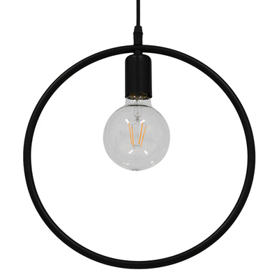 GloboStar® OMICRON 01578 Μοντέρνο Κρεμαστό Φωτιστικό Ανάρτηση Μονόφωτο 1 x E27 IP20 Μαύρο Μέταλλο - Μ33 x Π4 x Υ33cm