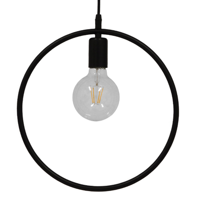GloboStar® OMICRON 01578 Μοντέρνο Κρεμαστό Φωτιστικό Ανάρτηση Μονόφωτο 1 x E27 IP20 Μαύρο Μέταλλο - Μ33 x Π4 x Υ33cm