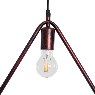 GloboStar® DELTA 01581 Μοντέρνο Κρεμαστό Φωτιστικό Ανάρτηση Μονόφωτο 1 x E27 IP20 Χάλκινο Μέταλλο - Μ37 x Π4 x Υ33cm