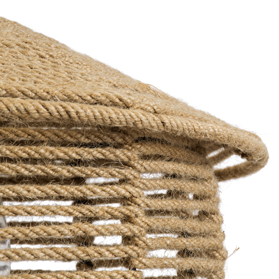 GloboStar® SPIRIT 01607 Boho Κρεμαστό Φωτιστικό Καμπάνα Μονόφωτο 1 x E27 IP20 Μπεζ Σχοινί - Μ35 x Π35 x Y30cm