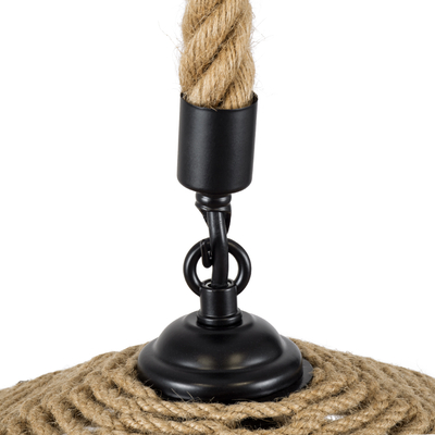 GloboStar® SPIRIT 01607 Boho Κρεμαστό Φωτιστικό Καμπάνα Μονόφωτο 1 x E27 IP20 Μπεζ Σχοινί - Μ35 x Π35 x Y30cm