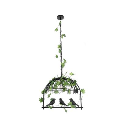 GloboStar® NEST 01640 Vintage Κρεμαστό Φωτιστικό Φιγούρα Μονόφωτο 1 x E27 IP20 Μαύρο Μέταλλο με Πράσινο Πλαστικό - Μ48 x Π38 x Y40cm