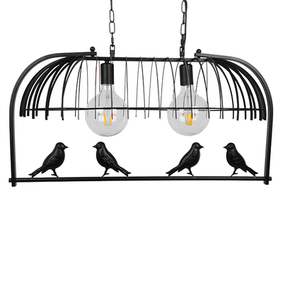 GloboStar® NEST 01643 Vintage Κρεμαστό Φωτιστικό Φιγούρα Δίφωτο 2 x E27 IP20 Μαύρο Μέταλλο με Πράσινο Πλαστικό - Μ73.6 x Π37.5 x Y38cm