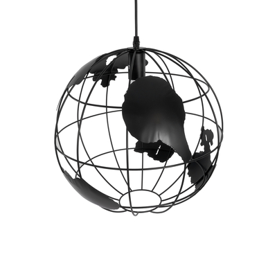 GloboStar® EARTH 01663 Vintage Κρεμαστό Φωτιστικό Φιγούρα Μονόφωτο 1 x E27 IP20 Μαύρο Μέταλλο - Μ41 x Π41 x Y41cm