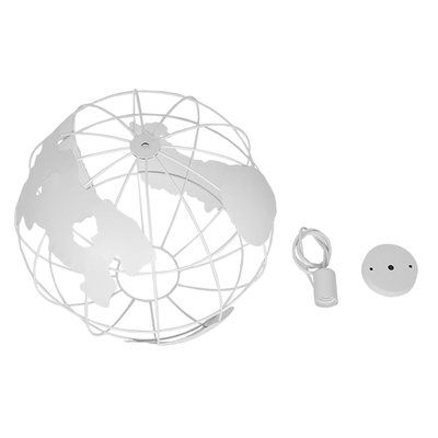 GloboStar® EARTH 01664 Vintage Κρεμαστό Φωτιστικό Φιγούρα Μονόφωτο 1 x E27 IP20 Λευκό Μέταλλο - Μ40 x Π40 x Y40cm