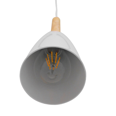 GloboStar® DILLON 00876 Μοντέρνο Κρεμαστό Φωτιστικό Καμπάνα Μονόφωτο 1 x E27 IP20 Λευκό Μέταλλο - Μ11 x Π11 x Υ36cm