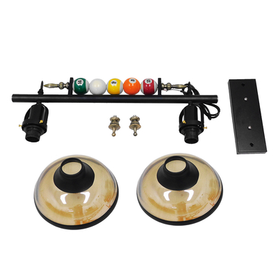 GloboStar® BILLIARD 00972 Vintage Κρεμαστό Φωτιστικό Καμπάνα Δίφωτο 2 x E27 IP20 Mαύρο Μέταλλο με Μελί Γυαλί - Μ71 x Π25 x Υ30cm