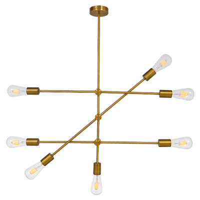 GloboStar® ESTHER 00993 Μοντέρνο Φωτιστικό Οροφής Πλέγμα Πολύφωτο 7 x E27 IP20 Χρυσό Μέταλλο - Μ75 x Π75 x Υ88cm