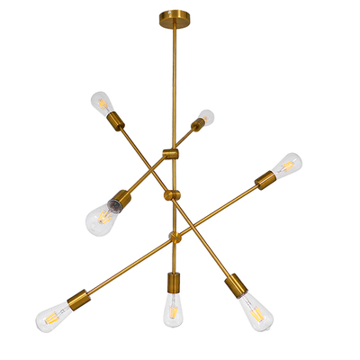 GloboStar® ESTHER 00993 Μοντέρνο Φωτιστικό Οροφής Πλέγμα Πολύφωτο 7 x E27 IP20 Χρυσό Μέταλλο - Μ75 x Π75 x Υ88cm