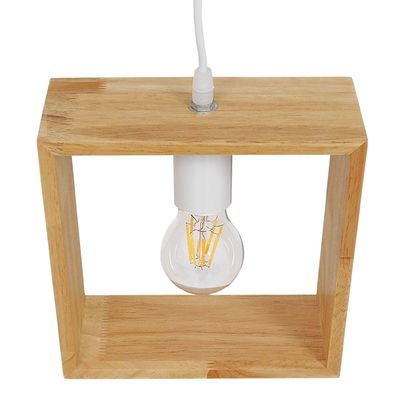 GloboStar® ELISE 01428 Μοντέρνο Κρεμαστό Φωτιστικό Οροφής Μονόφωτο 1 x E27 IP20 Μπεζ Ξύλο - Μ20 x Π8 x Υ23cm