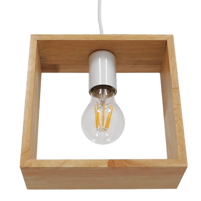 GloboStar® ELISE 01428 Μοντέρνο Κρεμαστό Φωτιστικό Οροφής Μονόφωτο 1 x E27 IP20 Μπεζ Ξύλο - Μ20 x Π8 x Υ23cm