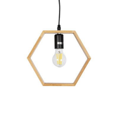 GloboStar® ELISE 01429 Μοντέρνο Κρεμαστό Φωτιστικό Οροφής Μονόφωτο 1 x E27 IP20 Μπεζ Ξύλο - Μ26 x Π8 x Υ25cm