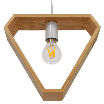 GloboStar® ELISE 01430 Μοντέρνο Κρεμαστό Φωτιστικό Οροφής Μονόφωτο 1 x E27 IP20 Μπεζ Ξύλο - Μ29 x Π8 x Υ28cm