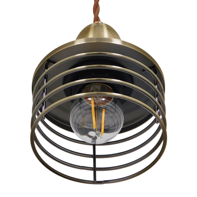 GloboStar® MANHATTAN 01455 Μοντέρνο Κρεμαστό Φωτιστικό Καμπάνα Μονόφωτο 1 x E27 IP20 Μπρούτζινο Μέταλλο - Μ11 x Π11 x Υ14cm