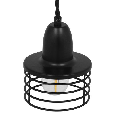 GloboStar® MANHATTAN 01456 Μοντέρνο Κρεμαστό Φωτιστικό Καμπάνα Μονόφωτο 1 x E27 IP20 Μαύρο Μέταλλο - Μ11 x Π11 x Υ14cm